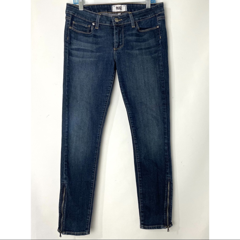 Paige Blue Super Skinny Jeans Zipper leg Size 28